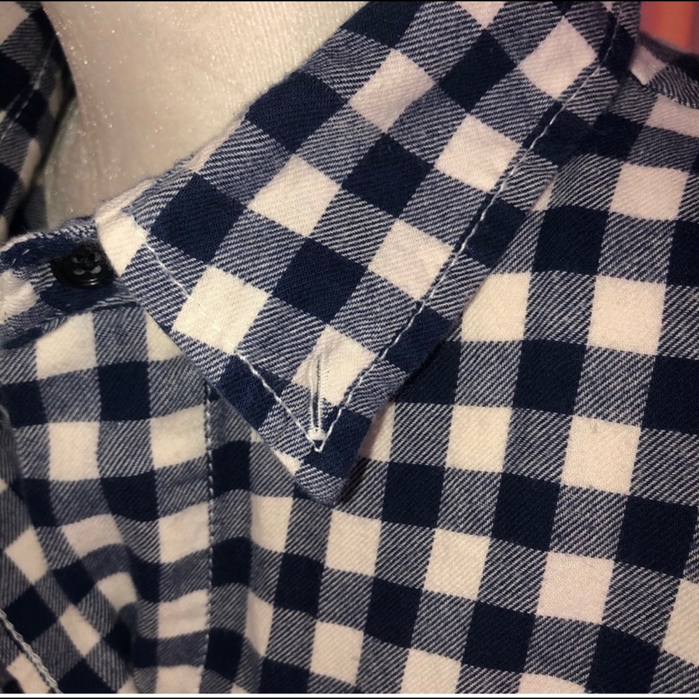 Blue and White Checked Flannel Shirt - Picture 3 of 4